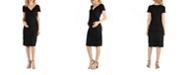 24seven Comfort Apparel Faux Wrapover Maternity Dress with Cap Sleeves